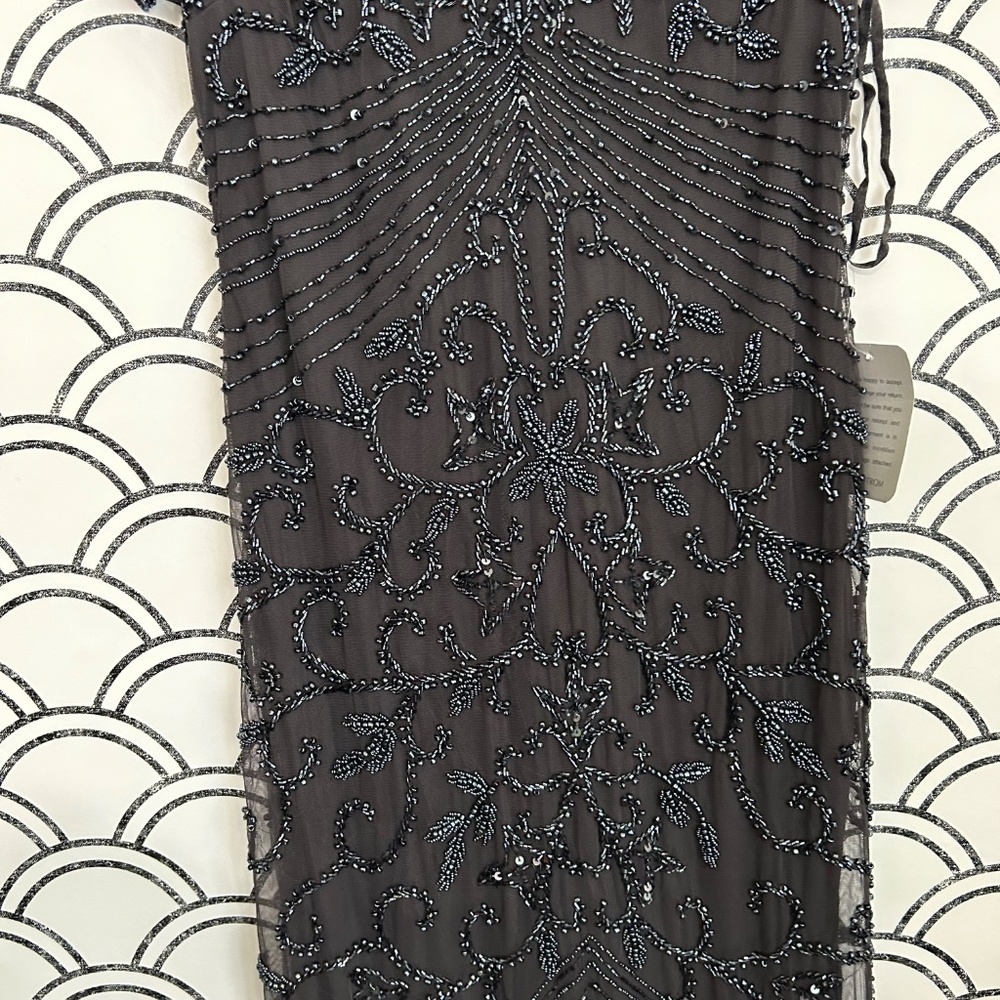 Pisarro Nights Beaded Mesh Column Gown in Griffin - Picture 8 of 15
